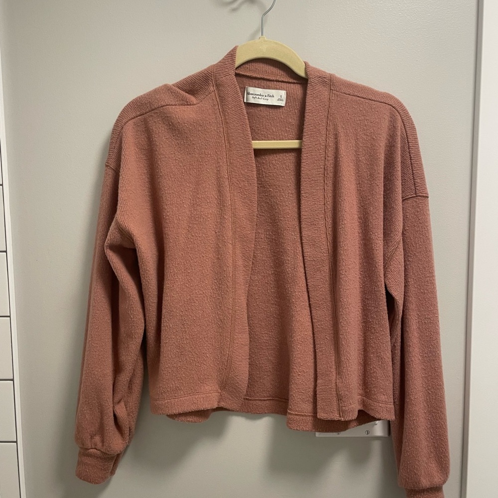 Abercrombie & Fitch Pink Cardigan Sweater Open-Front Cropped